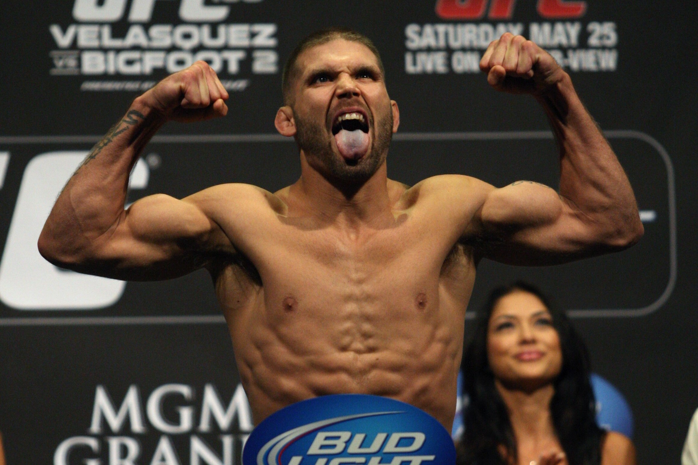 May 24, 2013; Las Vegas, NV, USA; UFC featherweight Jeremy Stephens during the weight-in for UFC 160 at the MGM Grand Garden Arena. Mandatory Credit: Bruce Fedyck-USA TODAY Sports