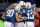 Oct 20, 2013; Indianapolis, IN, USA; Indianapolis Colts quarterback Andrew Luck (12) celebrates with teammates Coby Fleener (80) and T.Y. Hilton (13) after scoring a touchdown against the Indianapolis Colts during the second half at Lucas Oil Stadium. Mandatory Credit: Ron Chenoy-USA TODAY Sports
