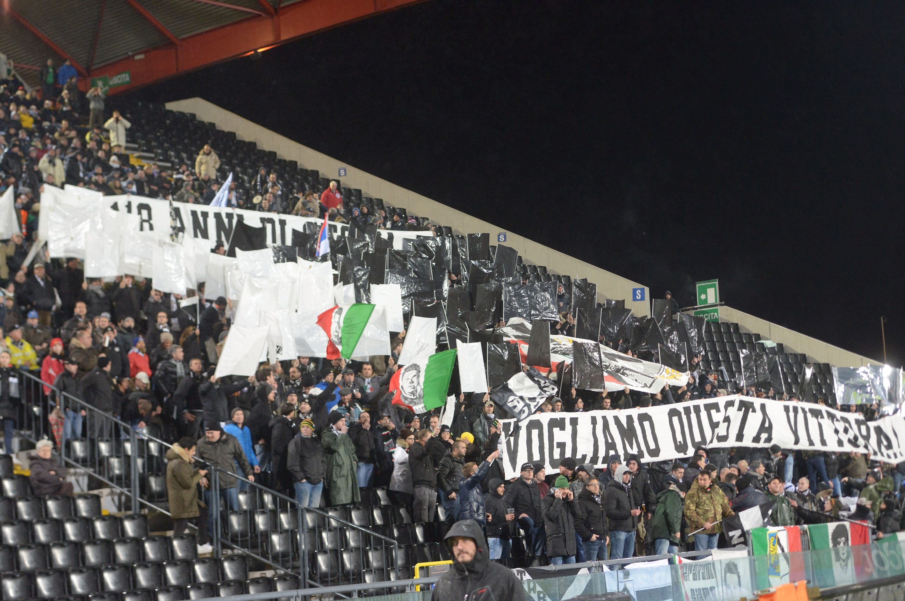 UDINE, ITALY - FEBRUARY 04: Udinese fans shows their support during the TIM Cup match between Udinese Calcio and ACF Fiorentina at Stadio Friuli on February 4, 2014 in Udine, Italy. (Photo by Dino Panato/Getty Images)