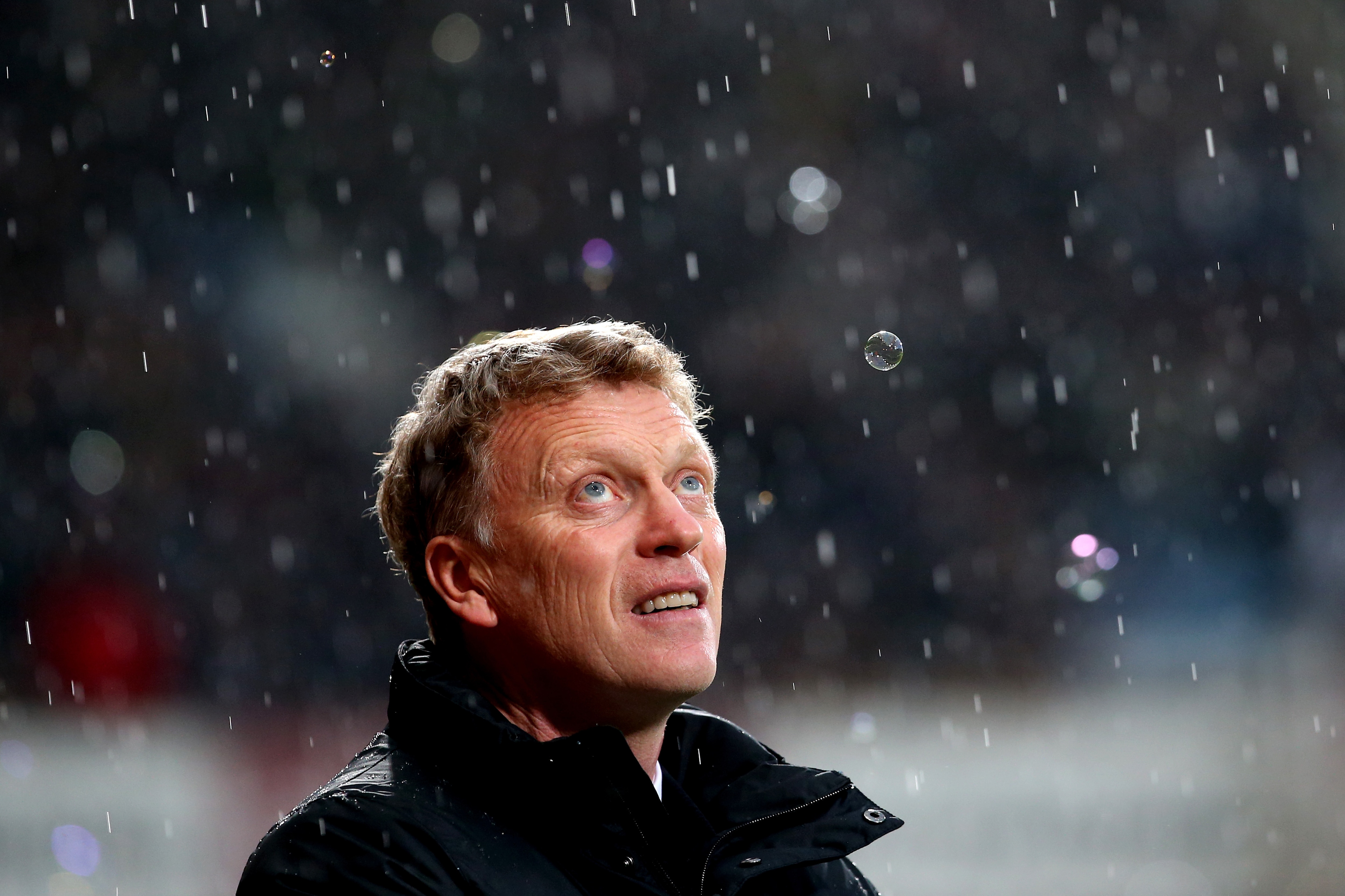 LONDON, ENGLAND - MARCH 22: David Moyes the Manchester United manager looks on prior to kickoff during the Barclays Premier League match between West Ham United and Manchester United at Boleyn Ground on March 22, 2014 in London, England. (Photo by Julian Finney/Getty Images)