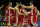 Croatia's players celebrate after winning the match against Argentina during the Group B Basketball World Cup match between Argentina and Croatia in Seville, Spain, Sunday, Aug. 31, 2014. The 2014 Basketball World Cup competition will take place in various cities in Spain from Aug. 30 through to Sept. 14. (AP Photo/Miguel Angel Morenatti)
