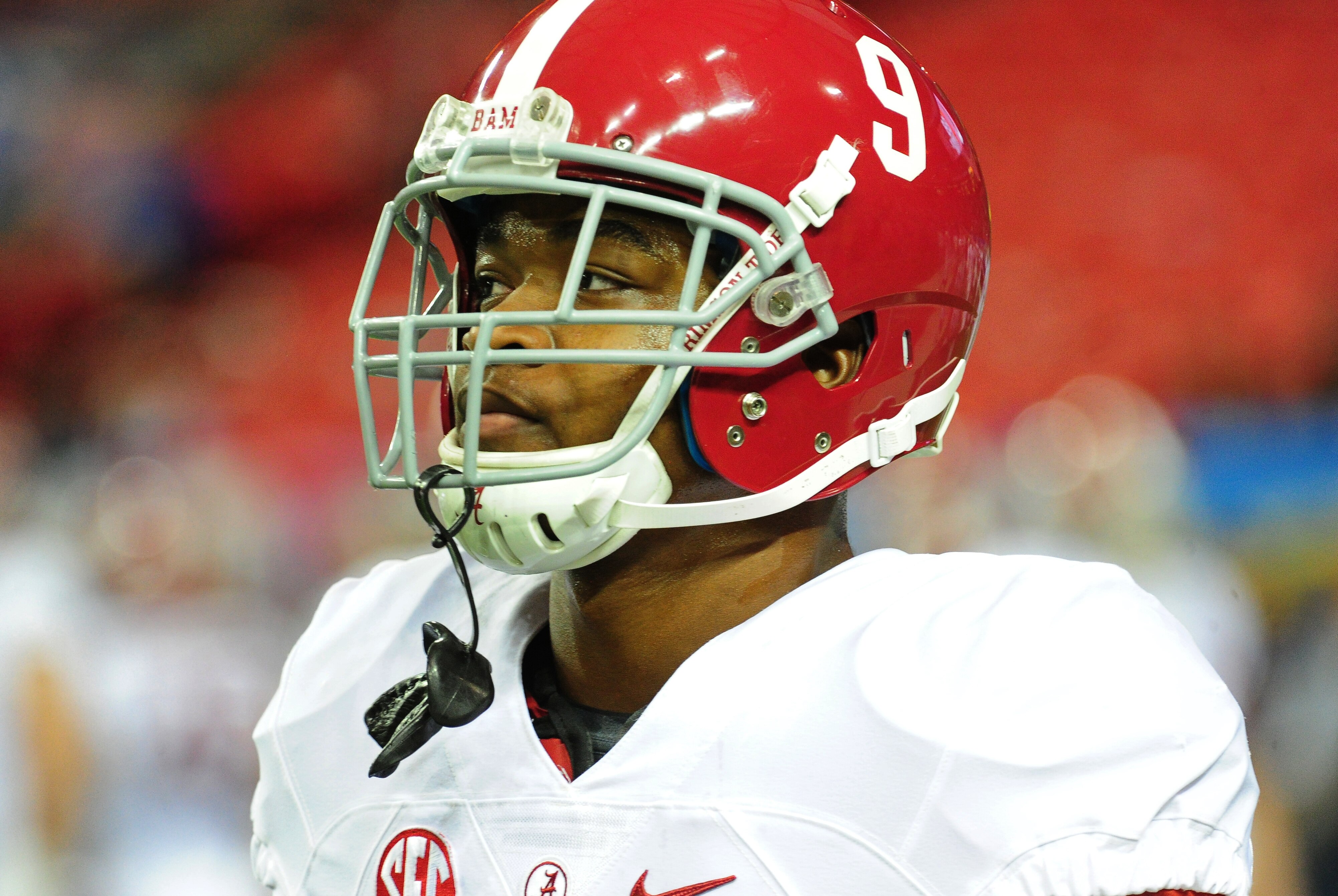 ATLANTA, GA - DECEMBER 06: Amari Cooper #9 of the Alabama Crimson Tide warms up before the SEC Championship game against the Missouri Tigers at the Georgia Dome on December 6, 2014 in Atlanta, Georgia. (Photo by Scott Cunningham/Getty Images)