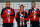 Liverpool's Martin Skrtel, left, Brendan Rodgers, center, and Jordan Henderson, right, pose in the Thai traditional