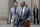 NFL Players Association Player Advisory Council's Jay Feely, left, and NFLPA executive director DeMaurice Smith leave federal court following a hearing in the