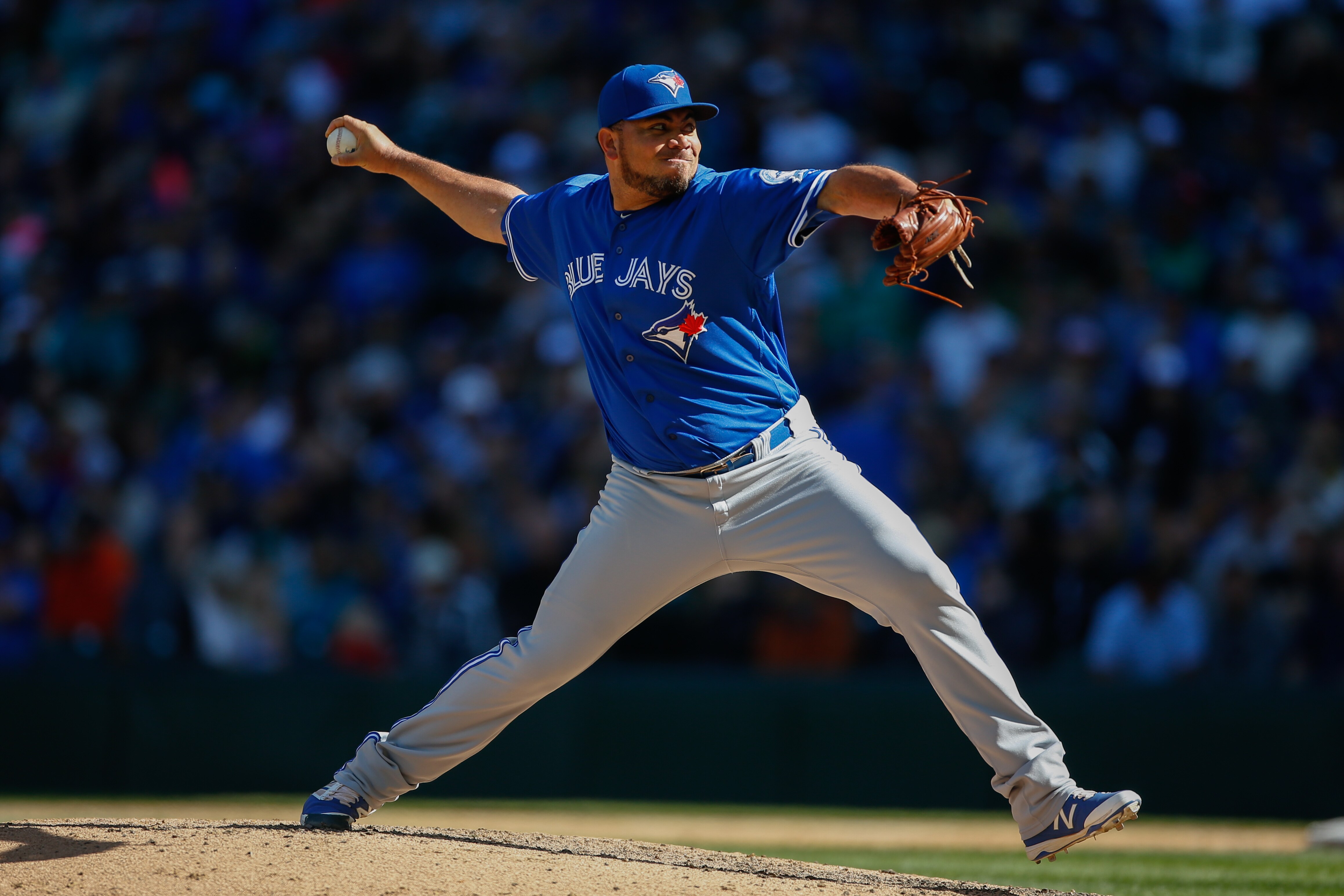 SEATTLE, WA - SEPTEMBER 21: Relief pitcher Joaquin Benoit #53 of the Toronto Blue Jays pitches against the Seattle Mariners at Safeco Field on September 21, 2016 in Seattle, Washington. (Photo by Otto Greule Jr/Getty Images)