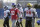 New York Giants quarterback Eli Manning, second from left, participates an NFL football practice in East Rutherford, N.J., Wednesday, Dec. 6, 2017. (AP Photo/Seth Wenig)