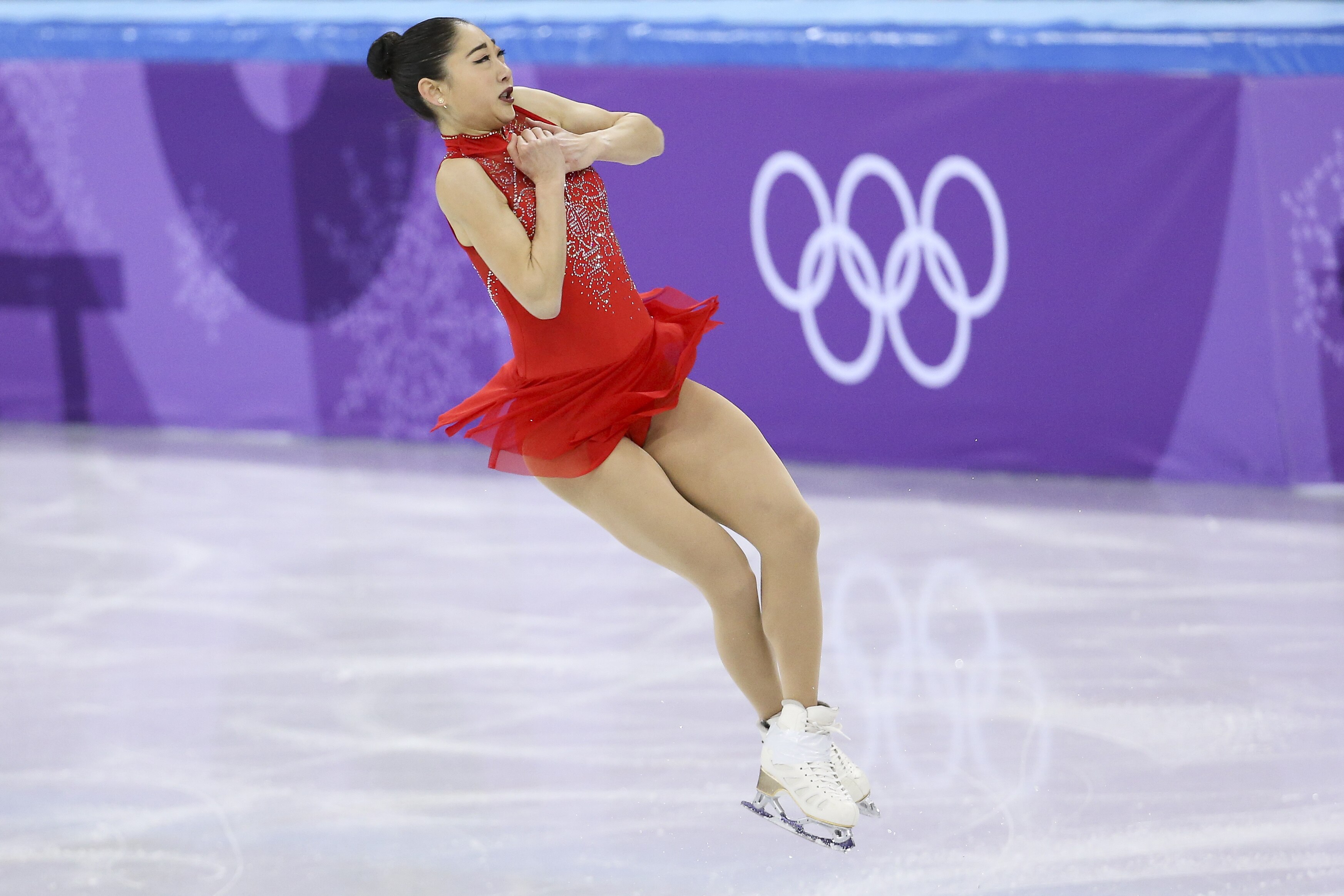 GANGNEUNG, SOUTH KOREA - FEBRUARY 12: Mirai Nagasu of USA competes in the Ladies Free Skating during the Figure Skating Team Event on day three of the PyeongChang 2018 Winter Olympic Games at Gangneung Ice Arena on February 12, 2018 in Gangneung, South Korea. (Photo by Jean Catuffe/Getty Images)