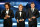 The awardees for the FIFA FIFPro World11 award, (LtoR) Real Madrid and Brazil's defender Marcelo, Real Madrid and Croatia's midfielder Luka Modric and Real Madrid and Germany's midfielder Toni Kroos pose on stage during The Best FIFA Football Awards ceremony, on January 9, 2017 in Zurich. / AFP / Fabrice COFFRINI        (Photo credit should read FABRICE COFFRINI/AFP/Getty Images)