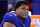 EAST RUTHERFORD, NJ - SEPTEMBER 18:   Ereck Flowers #74 of the New York Giants sits on the bench against the Detroit Lions during their game at MetLife Stadium on September 18, 2017 in East Rutherford, New Jersey.  (Photo by Al Bello/Getty Images)