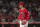 Los Angeles Angels starting pitcher Shohei Ohtani watches Kansas City Royals' Abraham Almonte being struck out during the fourth inning in a baseball game in Anaheim, Calif., Wednesday, June 6, 2018. (AP Photo/Kyusung Gong)