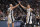 SAN ANTONIO, TX - FEBRUARY 28:  Manu Ginobili #20 and Danny Green #14 of the San Antonio Spurs give high fives during the game against the New Orleans Pelicans on February 28, 2018 at the AT&T Center in San Antonio, Texas. NOTE TO USER: User expressly acknowledges and agrees that, by downloading and or using this photograph, user is consenting to the terms and conditions of the Getty Images License Agreement. Mandatory Copyright Notice: Copyright 2018 NBAE (Photos by Mark Sobhani/NBAE via Getty Images)