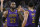 Los Angeles Lakers forward LeBron James (23) high-fives Josh Hart (3) at the end of the first half of the team's NBA basketball game against the Golden State Warriors on Tuesday, Dec. 25, 2018, in Oakland, Calif. (AP Photo/Tony Avelar)