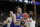 FILE - In this March 15, 2018, file photo, South Dakota State forward Mike Daum, left, puts up a shot against Ohio State forward Jae'Sean Tate, right, during the first half of a first-round game in the NCAA college basketball tournament, in Boise, Idaho. Daum was one of only three Division I players to average over 20 points and 10 rebounds last season. (AP Photo/Ted S. Warren, File)