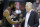 Houston Rockets guard James Harden (13) and head coach Mike D'Antoni talk during a timeout during the second half of an NBA basketball game against the Atlanta Hawks, Monday, Feb. 25, 2019, in Houston. (AP Photo/Eric Christian Smith)
