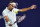 Roger Federer, of Switzerland, hits a backhand to Kevin Anderson, of South Africa, during the quarterfinals of the Miami Open tennis tournament Thursday, March 28, 2019, in Miami Gardens, Fla. (AP Photo/Jim Rassol)