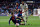 Real Madrid's French forward Karim Benzema (R) challenges SD Huesca's Venezuelan midfielder Yangel Herrera (C) and SD Huesca's Argentinian defender Martin Mantovani (L) during the Spanish League football match between Real Madrid CF and SD Huesca at the Santiago Bernabeu stadium in Madrid on March 31, 2019. (Photo by JAVIER SORIANO / AFP)        (Photo credit should read JAVIER SORIANO/AFP/Getty Images)