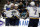 St. Louis Blues' Robert Bortuzzo, left, celebrates with teammates Robert Thomas (18) and Pat Maroon (7) after scoring a goal against the San Jose Sharks in the second period in Game 2 of the NHL hockey Stanley Cup Western Conference finals Monday, May 13, 2019, in San Jose, Calif. (AP Photo/Ben Margot)