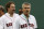 Former Boston Red Sox's players Bill Buckner, right, and Wade Boggs prior to a baseball game against the Colorado Rockies in Boston, Wednesday, May 25, 2016.  The Red Sox defeated the Rockies 8-3. (AP Photo/Charles Krupa)