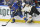 Boston Bruins left wing Jake DeBrusk (74) tries to stop St. Louis Blues defenseman Robert Bortuzzo, left, during the second period of Game 6 of the NHL hockey Stanley Cup Final Sunday, June 9, 2019, in St. Louis. (AP Photo/Scott Kane)