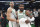 BOSTON, MA - APRIL 17: Jayson Tatum (0) and Kyrie Irving (11) of the Boston Celtics celebrates after the game against the Indiana Pacers in Game Two of Round One of the 2019 NBA Playoffs against the Boston Celtics on April 17, 2019 at the TD Garden in Boston, Massachusetts.  NOTE TO USER: User expressly acknowledges and agrees that, by downloading and or using this photograph, User is consenting to the terms and conditions of the Getty Images License Agreement. Mandatory Copyright Notice: Copyright 2019 NBAE  (Photo by Brian Babineau/NBAE via Getty Images)