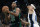 Boston Celtics' Al Horford (42) looks to shoot against Orlando Magic's Aaron Gordon (00) during the first half of an NBA basketball game in Boston, Sunday, April 7, 2019. (AP Photo/Michael Dwyer)