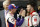 BRISTOL, TENNESSEE - AUGUST 17: Denny Hamlin(L), driver of the #11 FedEx Freight Toyota, speaks with Matt DiBenedetto, driver of the #95 Toyota Express Maintenance Toyota, in Victory Lane after winning the Monster Energy NASCAR Cup Series Bass Pro Shops NRA Night Race at Bristol Motor Speedway on August 17, 2019 in Bristol, Tennessee. DiBenedetto was passed by Hamlin in the closing laps and finished runner-up. (Photo by Brian Lawdermilk/Getty Images)