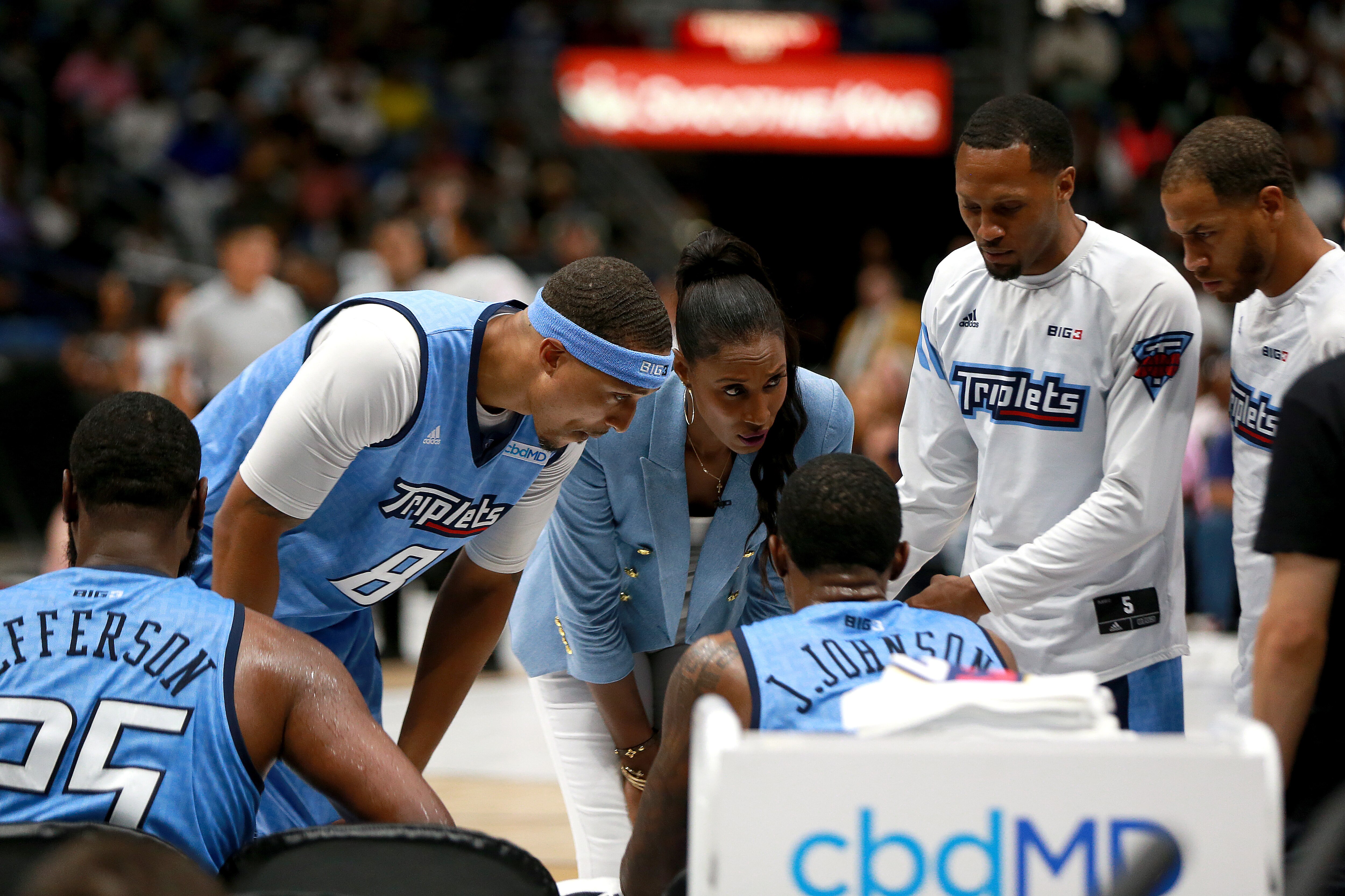 NEW ORLEANS, LOUISIANA - AUGUST 25: Triplets head coach Lisa Leslie during the BIG3 Playoffs at Smoothie King Center on August 25, 2019 in New Orleans, Louisiana. (Photo by Sean Gardner/Getty Images)