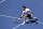 Roger Federer, of Switzerland, returns a shot to Daniel Evans, of the United Kingdom, during round three of the US Open tennis championships Friday, Aug. 30, 2019, in New York. (AP Photo/Sarah Stier)