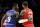 New York Knicks forward RJ Barrett, left, greets Portland Trail Blazers forward Carmelo Anthony before an NBA basketball game in Portland, Ore., Tuesday, Dec. 10, 2019. (AP Photo/Steve Dykes)