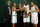 BOSTON - JUNE 17:  (L-R) Legend Bill Russell, Ray Allen #20, Head Coach Doc Rivers, Kevin Garnett #5, and Paul Pierce #34  of the Boston Celtics pose for a portrait with the Larry O'Brien trophy after defeating the Los Angeles Lakers in Game Six of the 2008 NBA Finals on June 17, 2008 at TD Banknorth Garden in Boston, Massachusetts. The Boston Celtics won 131-92. NOTE TO USER:User expressly acknowledges and agrees that, by downloading and/or using this Photograph, user is consenting to the terms and conditions of the Getty Images License Agreement. Mandatory Copyright Notice: Copyright 2008 NBAE (Photo by Nathaniel S. Butler/NBAE via Getty Images)