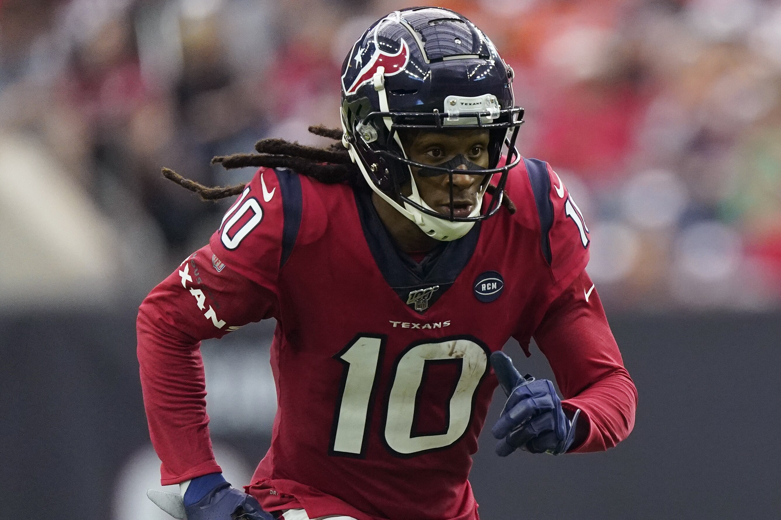 Houston Texans wide receiver DeAndre Hopkins (10) during the first half of an NFL football game against the Denver Broncos Sunday, Dec. 8, 2019, in Houston. (AP Photo/David J. Phillip)