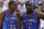 Oklahoma City Thunder small forward Kevin Durant (35) and center Kendrick Perkins (5) react against the Miami Heat during the second half at Game 3 of the NBA Finals basketball series, Sunday, June 17, 2012, in Miami. Miami won 91-85. (AP Photo/Lynne Sladky)