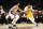 LOS ANGELES, CA - MARCH 10: Anthony Davis #3 of the Los Angeles Lakers handles the ball against Jarrett Allen #31 of the Brooklyn Nets during a game at the Staples Center on March 10, 2020 in Los Angeles, CA. NOTE TO USER: User expressly acknowledges and agrees that, by downloading and or using this photograph, User is consenting to the terms and conditions of the Getty Images License Agreement. Mandatory Credit: 2020 NBAE (Photo by Chris Elise/NBAE via Getty Images)