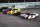 Ryan Blaney (12) and Denny Hamlin (11) battle for the lead during a NASCAR Cup Series auto race Sunday, June 14, 2020, in Homestead, Fla. (AP Photo/Wilfredo Lee)