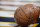 Denver Nuggets basketballs sit on court in the first half of an NBA basketball game Monday, Dec.14, 2015, in Denver. (AP Photo/David Zalubowski)