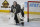 Vegas Golden Knights goaltender Robin Lehner (90) makes a save during NHL hockey training camp, Tuesday, July 14, 2020, in Las Vegas. (AP Photo/John Locher)