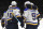 St. Louis Blues right wing Vladimir Tarasenko (91) and teammates celebrate a goal by St. Louis Blues center Brayden Schenn (10) during the first period of an NHL hockey game against the New York Islanders, Monday, Oct. 14, 2019, in Uniondale, N.Y. (AP Photo/Kathleen Malone-Van Dyke)