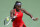 Coco Gauff, of the United States, returns a shot to Anastasija Sevastova, of Latvia, during the first round of the US Open tennis championships, Monday, Aug. 31, 2020, in New York. (AP Photo/Frank Franklin II)
