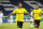 Dortmund's Jadon Sancho celebrates after scoring the opening goal with a penalty during the 1st round German Soccer Cup match between MSV Duisburg and Borussia Dortmund in Duisburg, Germany, Monday, Sept. 14, 2020. (AP Photo/Martin Meissner)