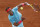 Spain's Rafael Nadal serves against Serbia's Novak Djokovic in the final match of the French Open tennis tournament at the Roland Garros stadium in Paris, France, Sunday, Oct. 11, 2020. (AP Photo/Alessandra Tarantino)