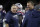 New England Patriots head coach Bill Belichick, left, speaks with defensive line coach Bret Bielema on the sideline in the second half of an NFL football game against the New York Giants, Thursday, Oct. 10, 2019, in Foxborough, Mass. (AP Photo/Elise Amendola)