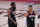 Houston Rockets' James Harden, left and Russell Westbrook walks together during the second half of an NBA conference semifinal playoff basketball game against the Los Angeles Lakers Saturday, Sept. 12, 2020, in Lake Buena Vista, Fla. (AP Photo/Mark J. Terrill)