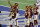 Washington Football Team's Logan Thomas (82) and J.D. McKissic (41) celebrate McKissic's touchdown as Chase Roullier (73), Terry McLaurin (17) and Alex Smith (11) look on during the first half of the team's NFL football game against the Dallas Cowboys in Arlington, Texas, Thursday, Nov. 26, 2020. (AP Photo/Ron Jenkins)