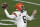 Cleveland Browns quarterback Baker Mayfield (6) warmups before an NFL wild-card playoff football game against the Pittsburgh Steelers in Pittsburgh, Sunday, Jan. 10, 2021. (AP Photo/Don Wright)