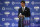 New York Giants NFL football quarterback Eli Manning walks away from the podium after announcing his retirement on Friday, Jan. 24, 2020, in East Rutherford, N.J. (AP Photo/Adam Hunger)