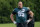 Philadelphia Eagles tackle Lane Johnson looks on during an NFL football practice, Sunday, Aug. 23, 2020, in Philadelphia. (AP Photo/Chris Szagola, Pool)