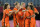 Netherlands' Vivianne Miedema (9) celebrates with her teammates after scoring a goal during a women's soccer match against Brazil at the 2020 Summer Olympics, Saturday, July 24, 2021, in Miyagi, Japan. (AP Photo/Andre Penner)