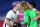 YOKOHAMA, JAPAN - JULY 30: Megan Rapinoe #15 and Alyssa Naeher #1 of Team United States celebrate following their team's victory in the penalty shoot out after the Women's Quarter Final match between Netherlands and United States on day seven of the Tokyo 2020 Olympic Games at International Stadium Yokohama on July 30, 2021 in Yokohama, Kanagawa, Japan. (Photo by Laurence Griffiths/Getty Images)