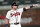 Atlanta Braves third baseman Austin Riley (27) gestures towards the Braves' dugout after hitting a two-run double in the seventh inning of a baseball game Philadelphia Phillies Wednesday, Sept. 29, 2021, in Atlanta. (AP Photo/John Bazemore)