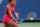 Madison Keys hits a backhand during a match at the Western and Southern Open in Cincinnati.